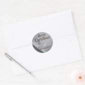 Zwarte en witte perkament en galerijsterren ronde sticker (Envelop)