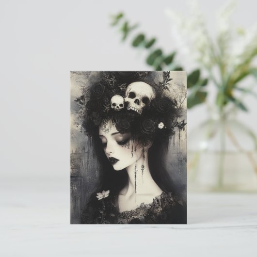 Zwarte en witte Persephone Koningin van de Onderwe Briefkaart (Staand voorkant)