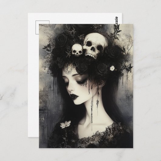 Zwarte en witte Persephone Koningin van de Onderwe Briefkaart (Voorkant / Achterkant)