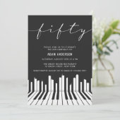 Zwarte en witte piano 50th Birthday Party Kaart (Staand voorkant)