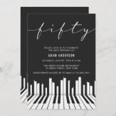 Zwarte en witte piano 50th Birthday Party Kaart (Voorkant / Achterkant)