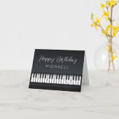 Zwarte en witte Piano Birthday Kaart (Gele Bloem)