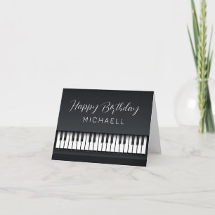 Zwarte en witte Piano Birthday Kaart