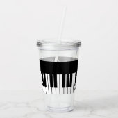 Zwarte en witte pianokapels acryltumblaarglazen acryl drinkbeker (Achterkant)
