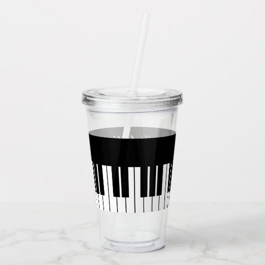 Zwarte en witte pianokapels acryltumblaarglazen acryl drinkbeker (Achterkant)