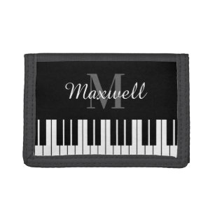 Zwarte en witte pianosleutels, aangepast monogram drievoud portemonnee