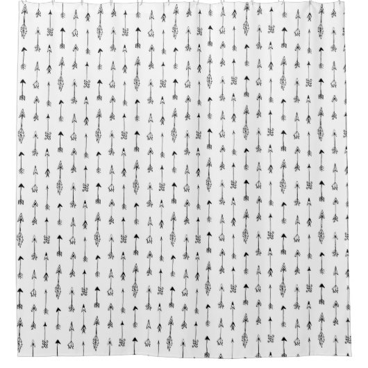 Zwarte en witte pijlen. Modern scandinavisch Douchegordijn (Voorkant)