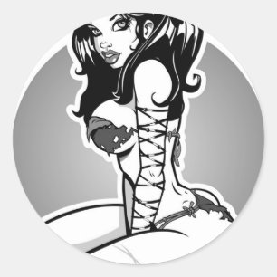 zwarte en witte pin omhoog ronde sticker