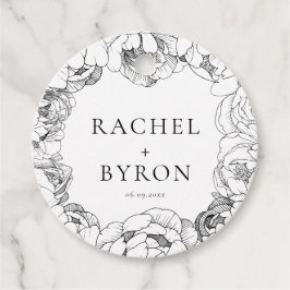 Zwarte en witte pinda's elegante bruiloft bedankjes labels