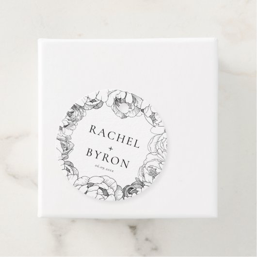 Zwarte en witte pinda's elegante bruiloft bedankjes labels (In situ)