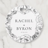 Zwarte en witte pinda's elegante bruiloft bedankjes labels (Voorkant)