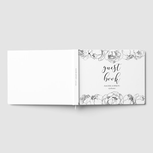 Zwarte en witte pinda's elegante bruiloft gastenboek (Volledig)