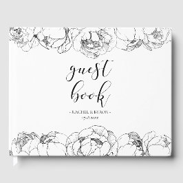 Zwarte en witte pinda's elegante bruiloft gastenboek