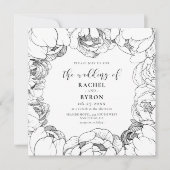 Zwarte en witte pinda's elegante bruiloft kaart (Voorkant)