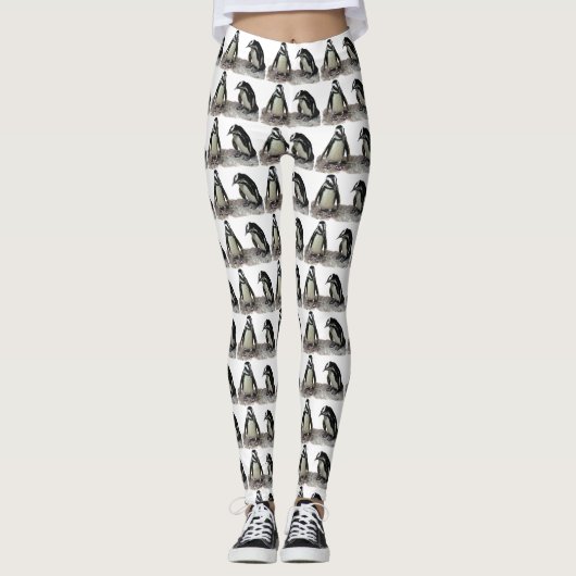 Zwarte en witte pinguïn Dierlijke Leggings (Voorkant)