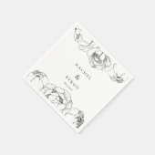 Zwarte en witte pioenen trouwpapier servet (Hoek)