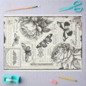  zwarte en witte pioenrozen en vlinder tissuepapier (Craft)