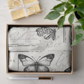  zwarte en witte pioenrozen en vlinder tissuepapier (Geschenk)