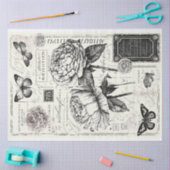  zwarte en witte pioenrozen en vlinder tissuepapier (Craft)