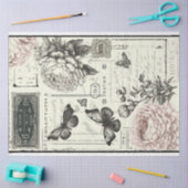  zwarte en witte pioenrozen en vlinder tissuepapier (Craft)