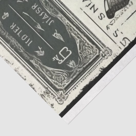  zwarte en witte pioenrozen en vlinder tissuepapier (Detail)