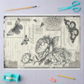  zwarte en witte pioenrozen en vlinder tissuepapier (Craft)