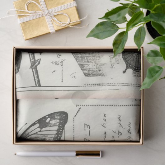 zwarte en witte pioenrozen en vlinder tissuepapier (Geschenk)