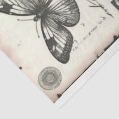  zwarte en witte pioenrozen en vlinder tissuepapier (Detail)