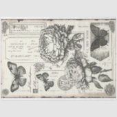 zwarte en witte pioenrozen en vlinder tissuepapier (Voorkant)