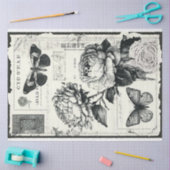  zwarte en witte pioenrozen en vlinder tissuepapier (Craft)