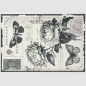  zwarte en witte pioenrozen en vlinder tissuepapier (Voorkant)