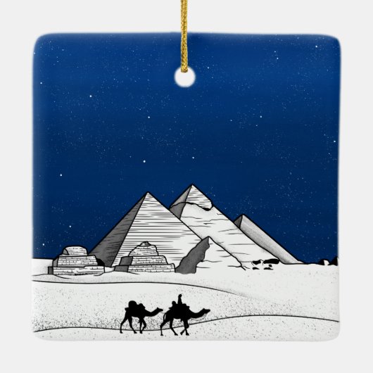 Zwarte en witte piramide Egypte Keramisch Ornament (Achterkant)
