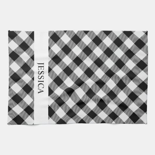 Zwarte en witte pleistermonogram theedoek (Horizontaal)