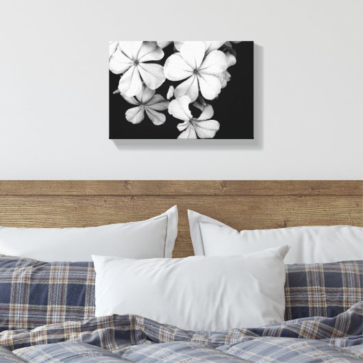 zwarte en witte Plumbago Canvas Afdruk (Insitu (Slaapkamer))