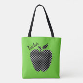 Zwarte en witte poka Dot Apple Green Teachers Tote Bag (Achterkant)