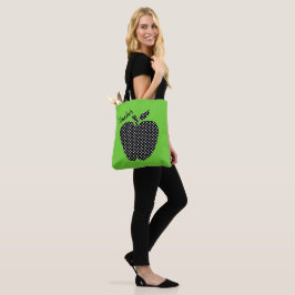 Zwarte en witte poka Dot Apple Green Teachers Tote Bag