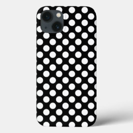 Zwarte en witte poka Dot iPhone 13 Hoesje