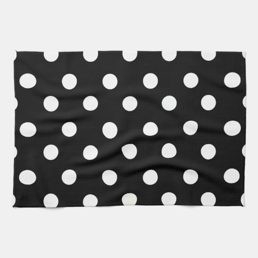 Zwarte en witte poka Dot Kitchen Towel Theedoek (Horizontaal)