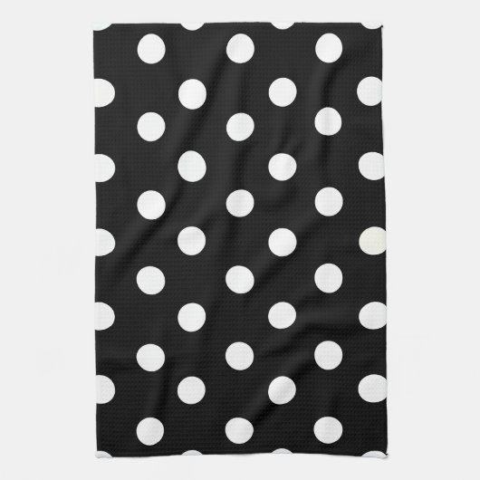 Zwarte en witte poka Dot Kitchen Towel Theedoek (Verticaal)