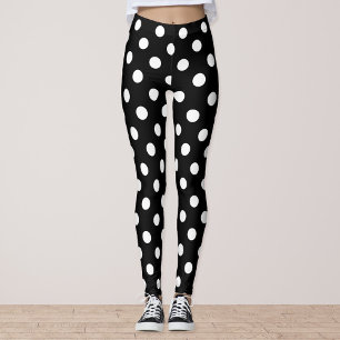 Zwarte en witte poka Dot Leggings