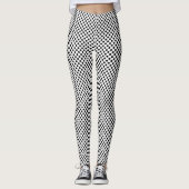 Zwarte en witte poka Dot Leggings (Voorkant)