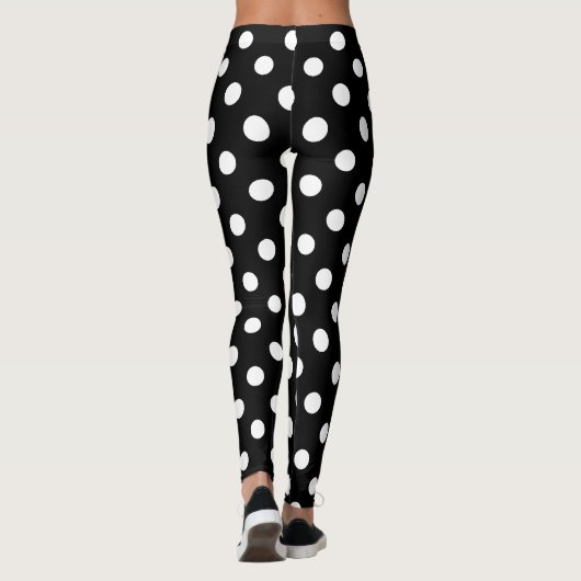 Zwarte en witte poka Dot Leggings (Achterkant)