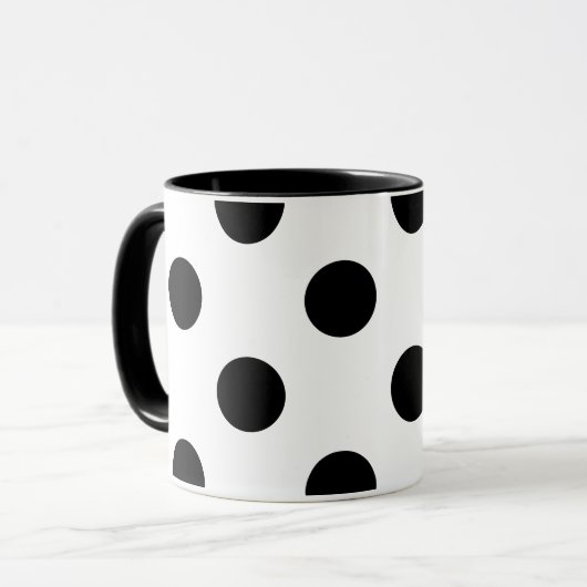 Zwarte en witte poka Dot Mok (Voorkant links)