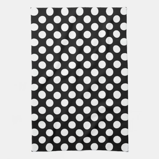 Zwarte en witte poka Dot Theedoek (Verticaal)