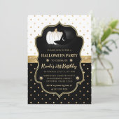 Zwarte en witte poka Dots Halloween 21ste verjaard Kaart (Staand voorkant)