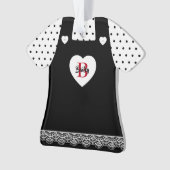 Zwarte en witte poka Dots Pinafore Ornament (voorkant)