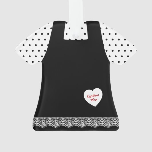 Zwarte en witte poka Dots Pinafore Ornament (achterkant)