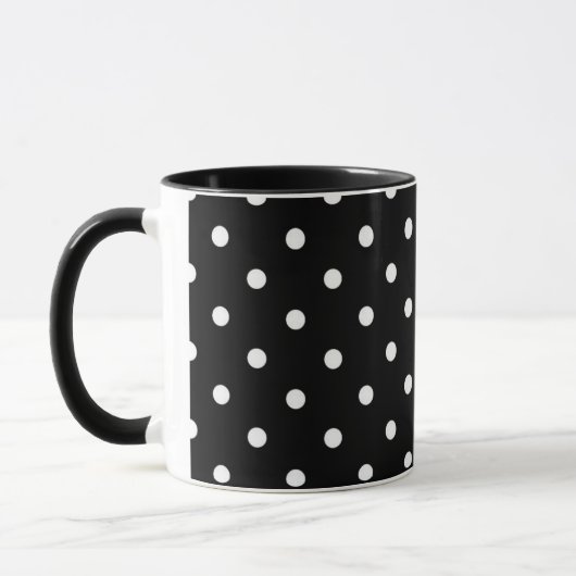 "Zwarte en Witte Polka Dot" Mok (Links)