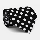 Zwarte en witte polka stippen stropdas (Opgerold)