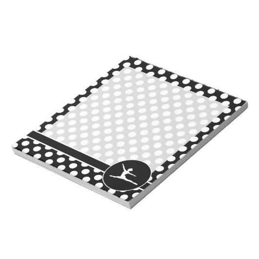 Zwarte en witte pooldots; ballet notitieblok (Linkerzijde)